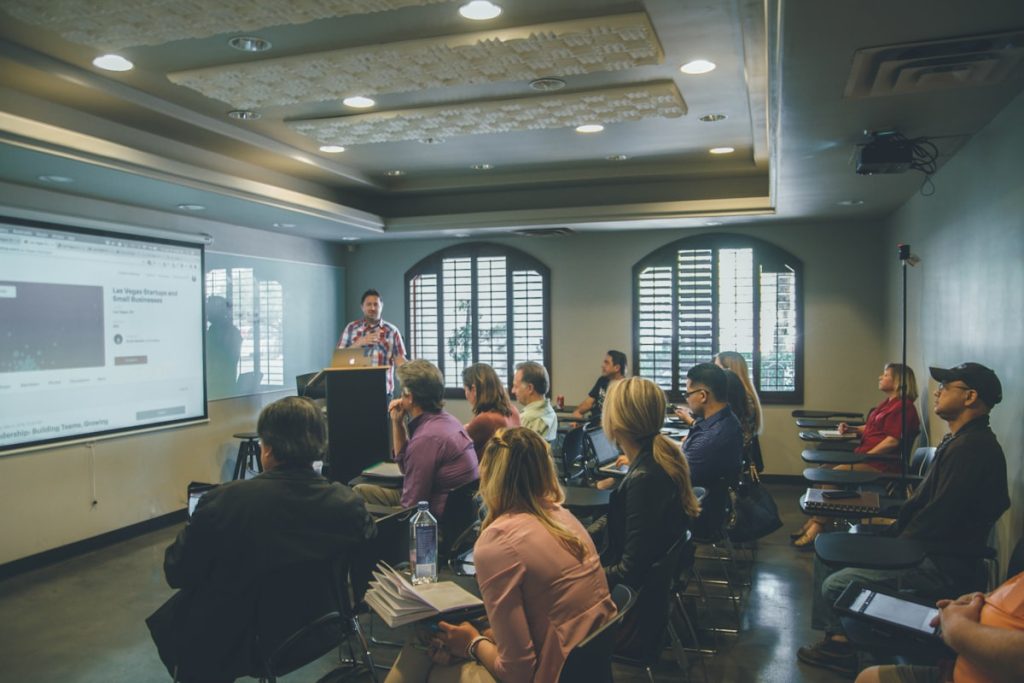 Students in a technology training class